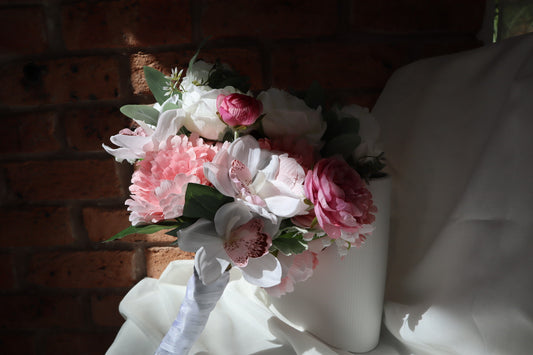 Romamtic Soft Blushing Pink Silk Wedding Bouquet