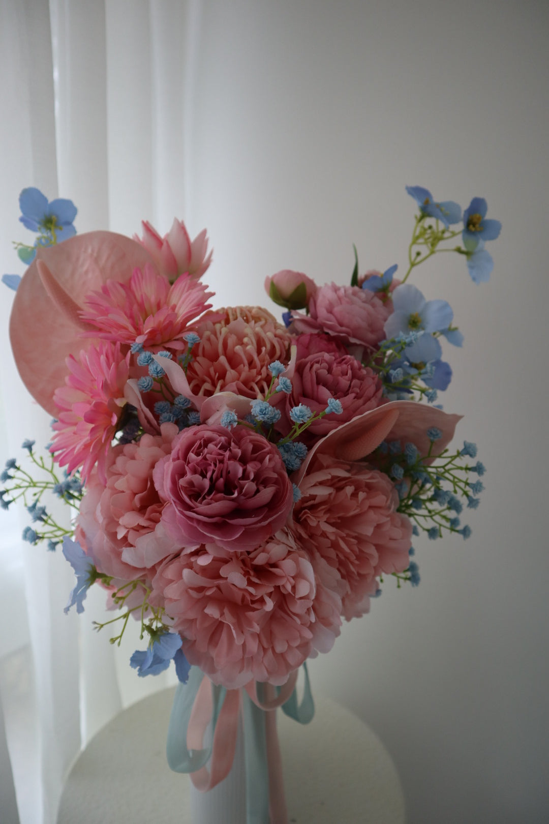 Pastel Pink Blue Serenade Silk Wedding Bouquet