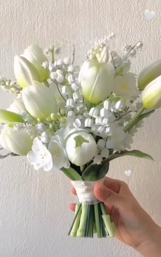 Classic Timeless Simplicity Tulip Lily of Valley Bridal Bouquet