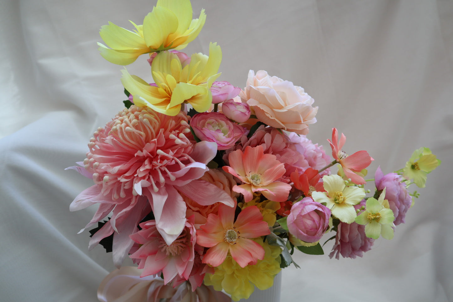 Fruity Coral Pink Silk Wedding Bouquet
