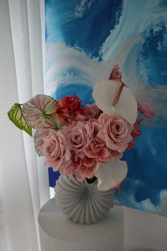 Sophisticated Mauve: Artfully Layered Silk Bridal Bouquet