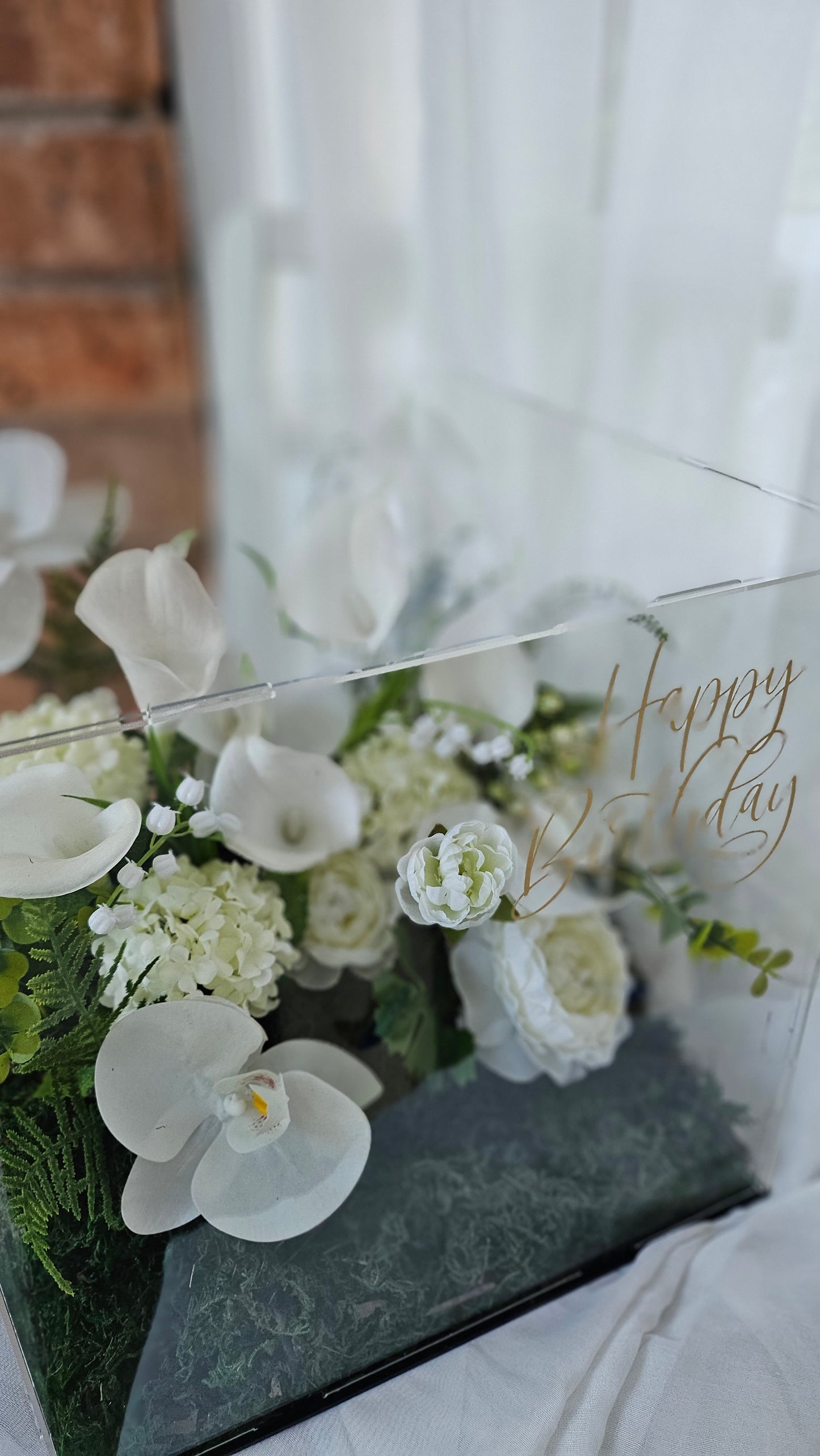 White Delights Acrylic Box Flowers