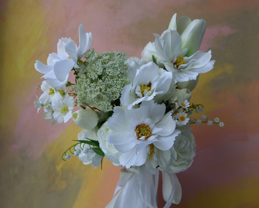 White Wildflower Silk Wedding Bouquet