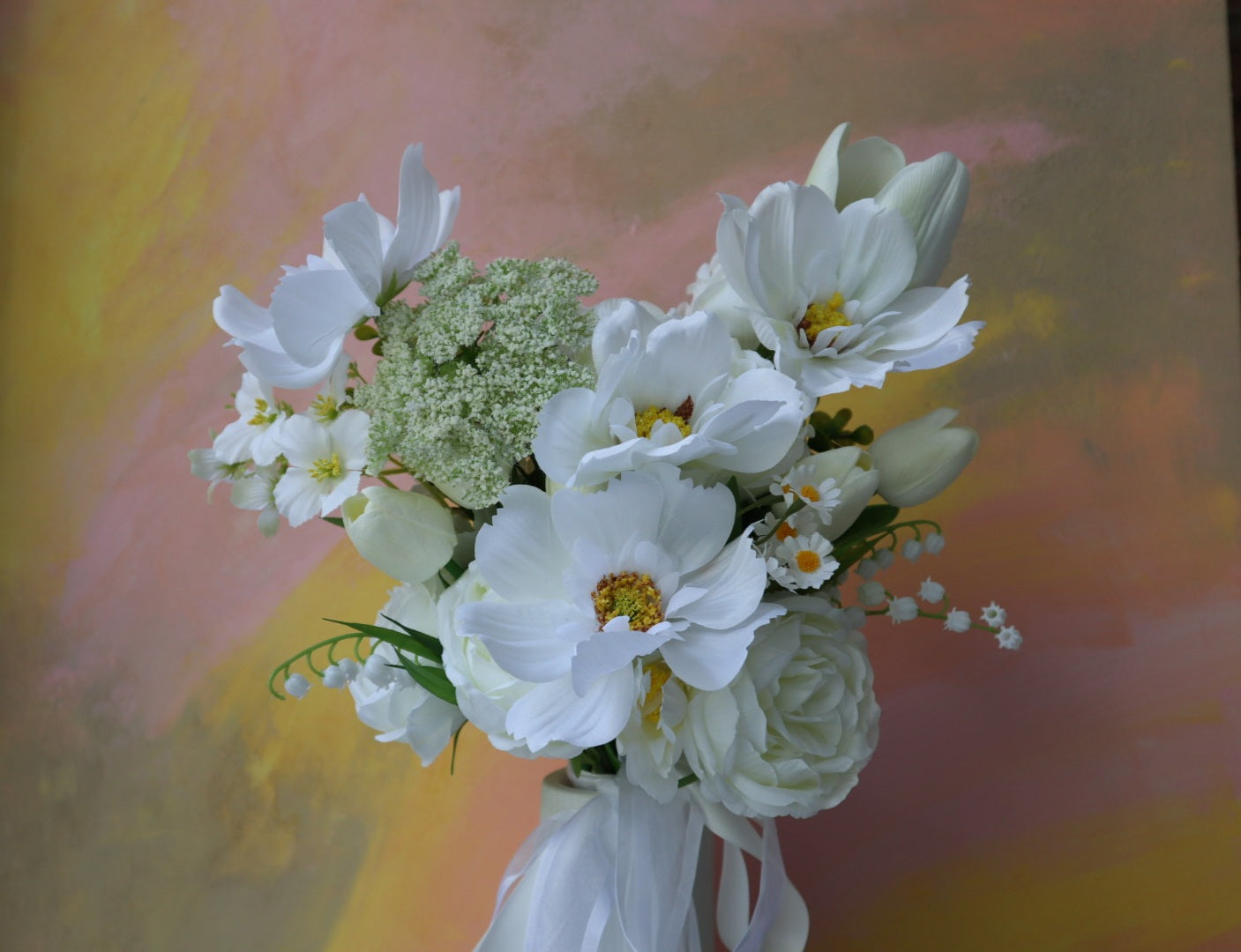 White Wildflower Silk Wedding Bouquet