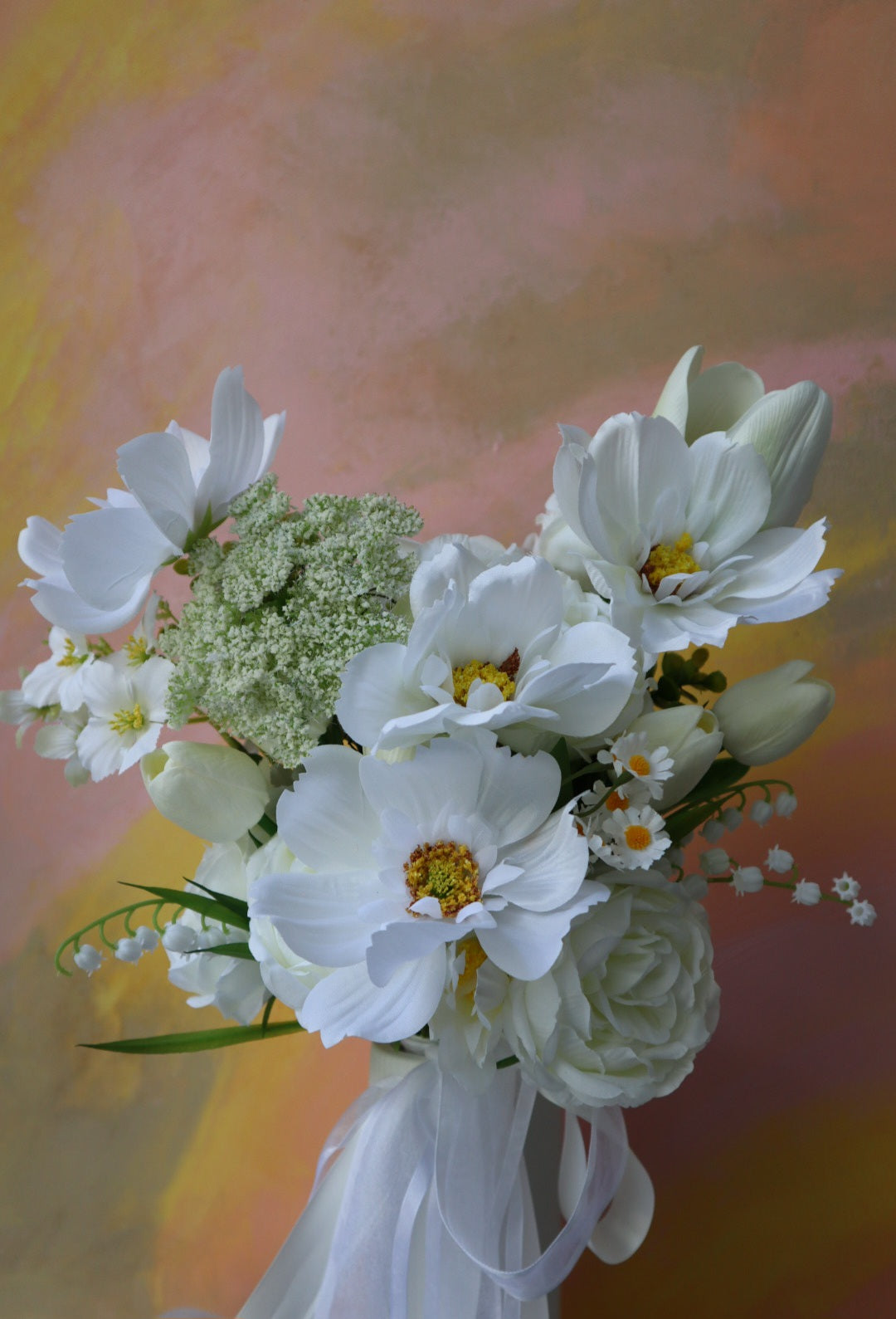 White Wildflower Silk Wedding Bouquet