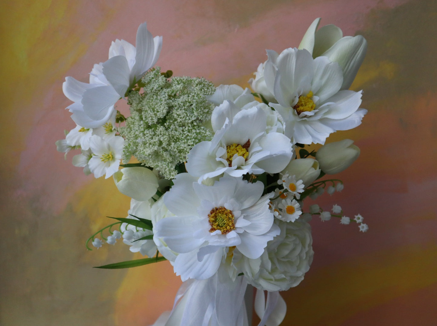 White Wildflower Silk Wedding Bouquet