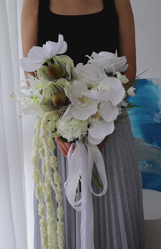 Ethereal Ivory Cascades Wedding Bouquet
