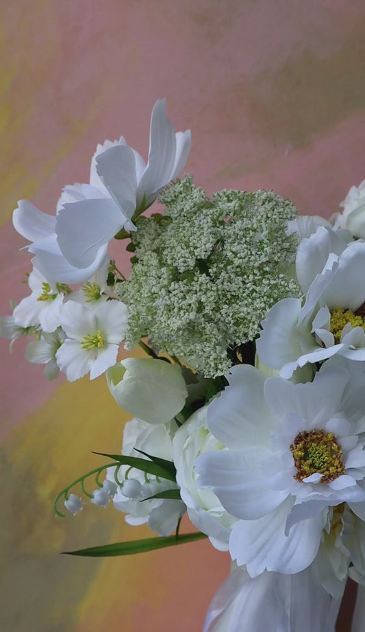 White Wildflower Silk Wedding Bouquet