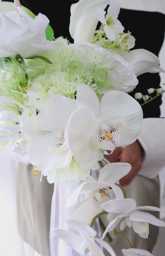 Graceful Orchid Cascade Wedding Bouquet