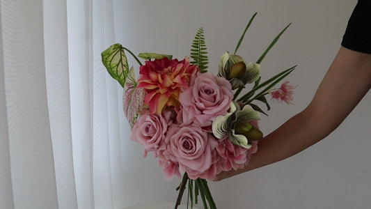 Antique Romance Real Touch Mauve Rose & Orchid Bouquet