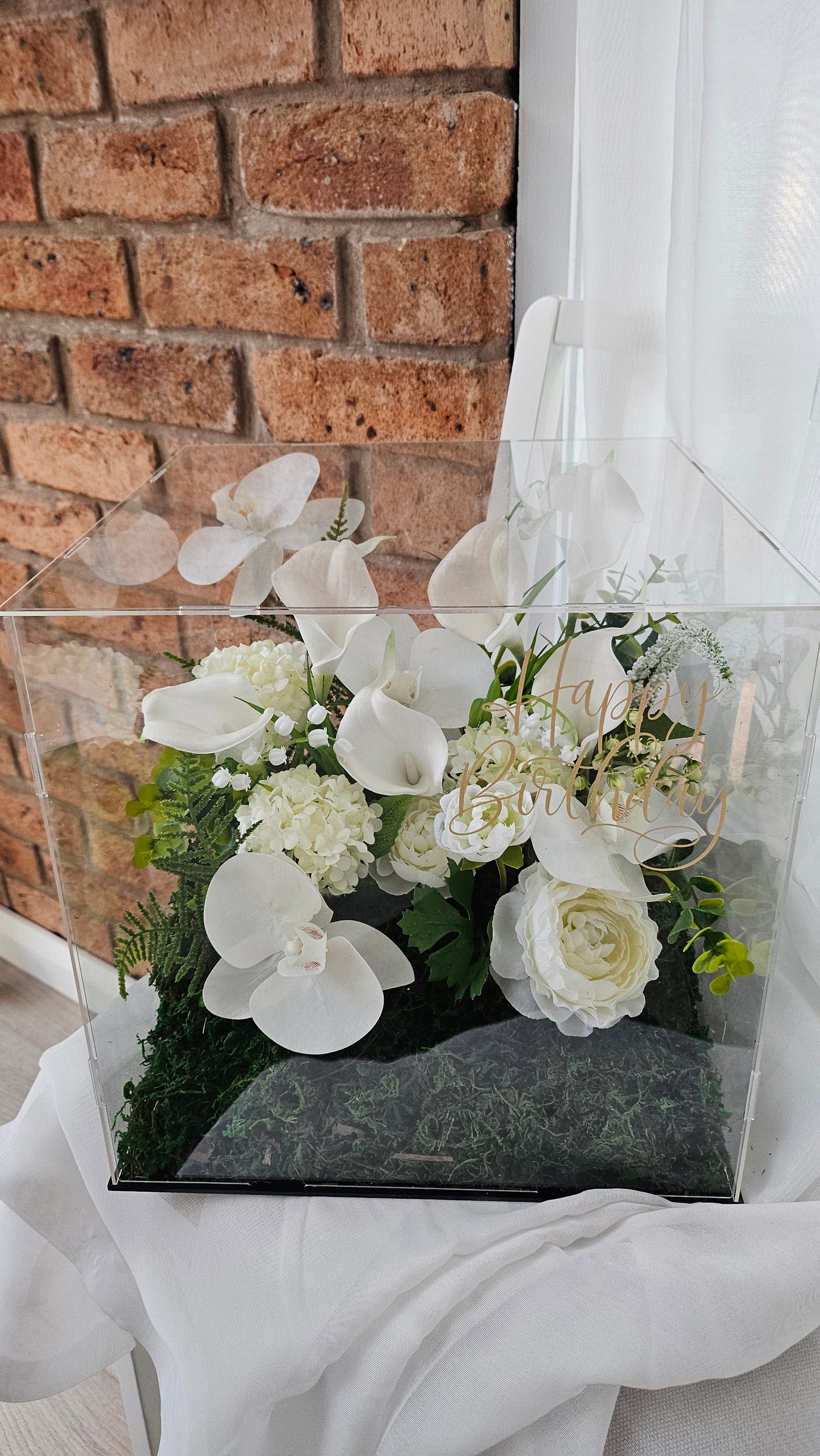 White Delights Acrylic Box Flowers
