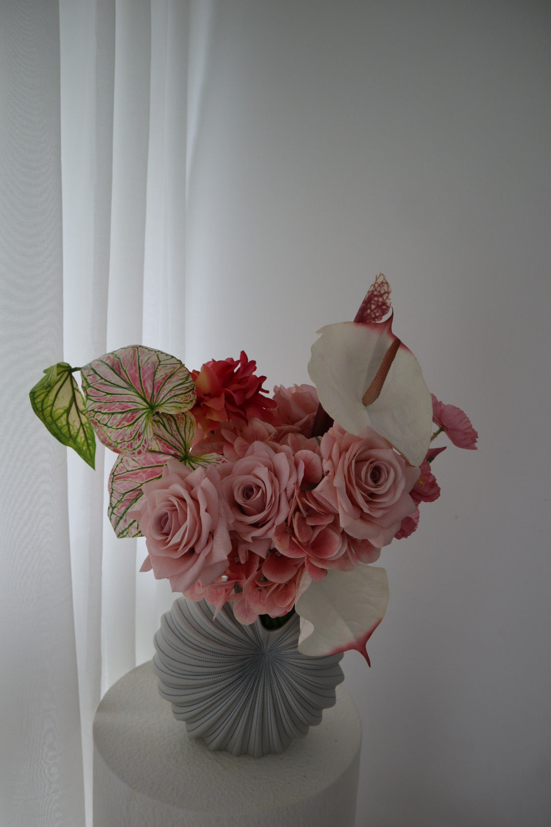 Sophisticated Mauve: Artfully Layered Silk Bridal Bouquet
