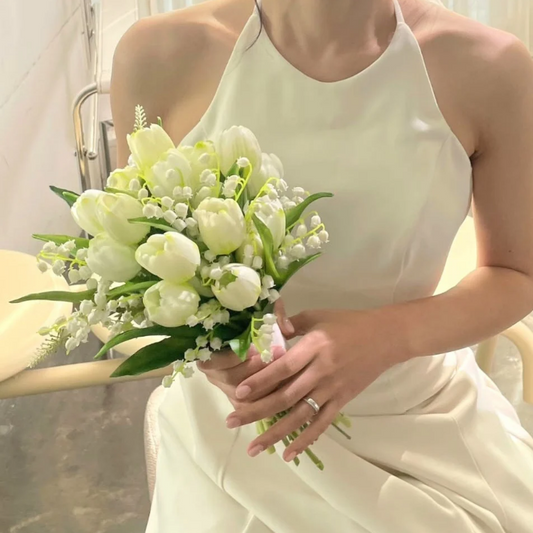 Classic Timeless Simplicity Tulip Lily of Valley Bridal Bouquet