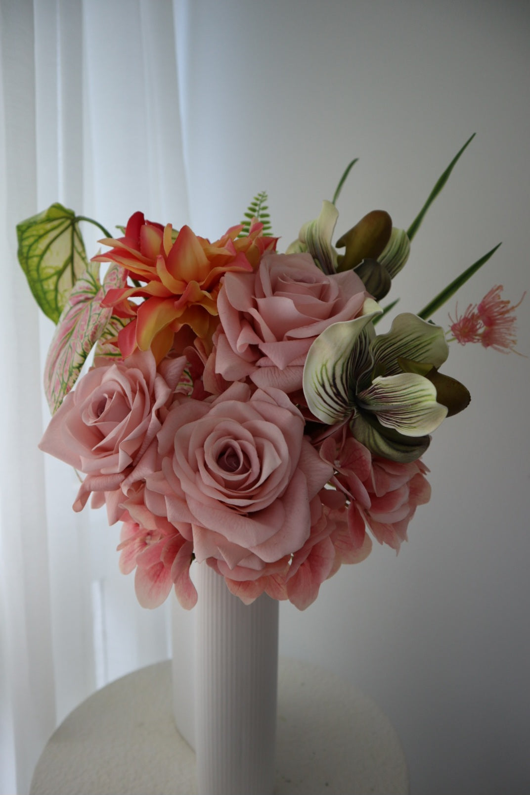 Antique Romance Real Touch Mauve Rose & Orchid Bouquet