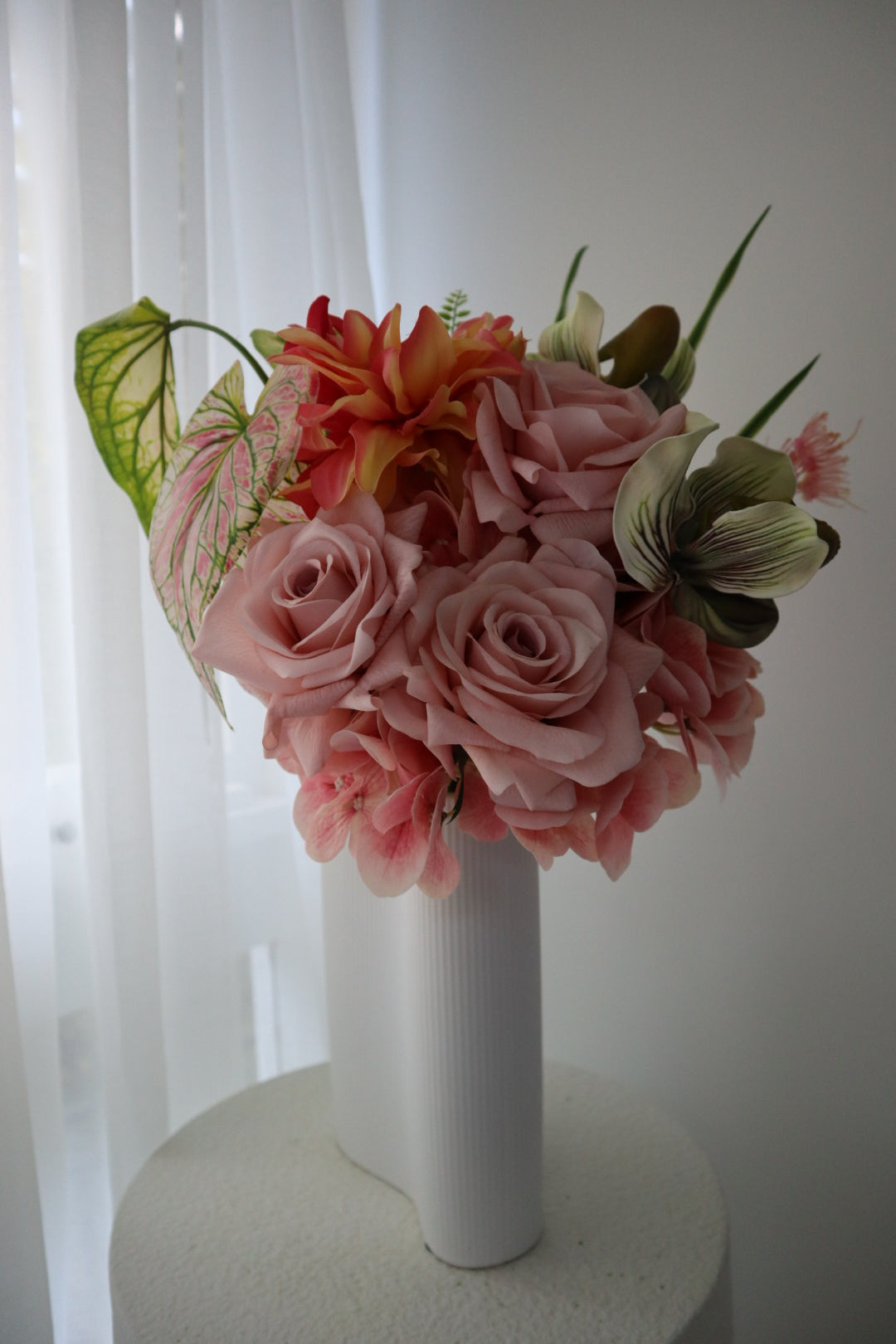 Antique Romance Real Touch Mauve Rose & Orchid Bouquet
