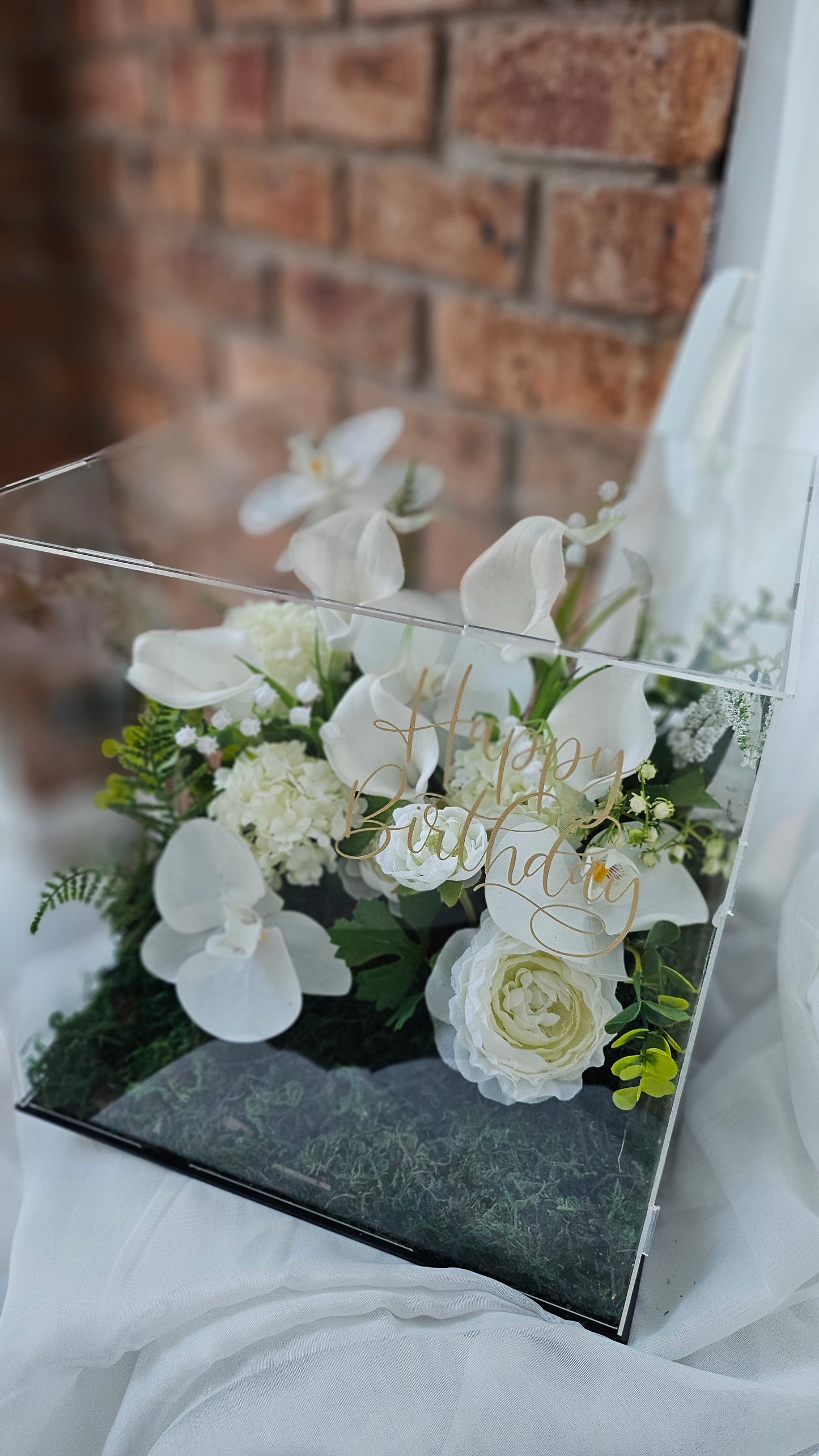 White Delights Acrylic Box Flowers