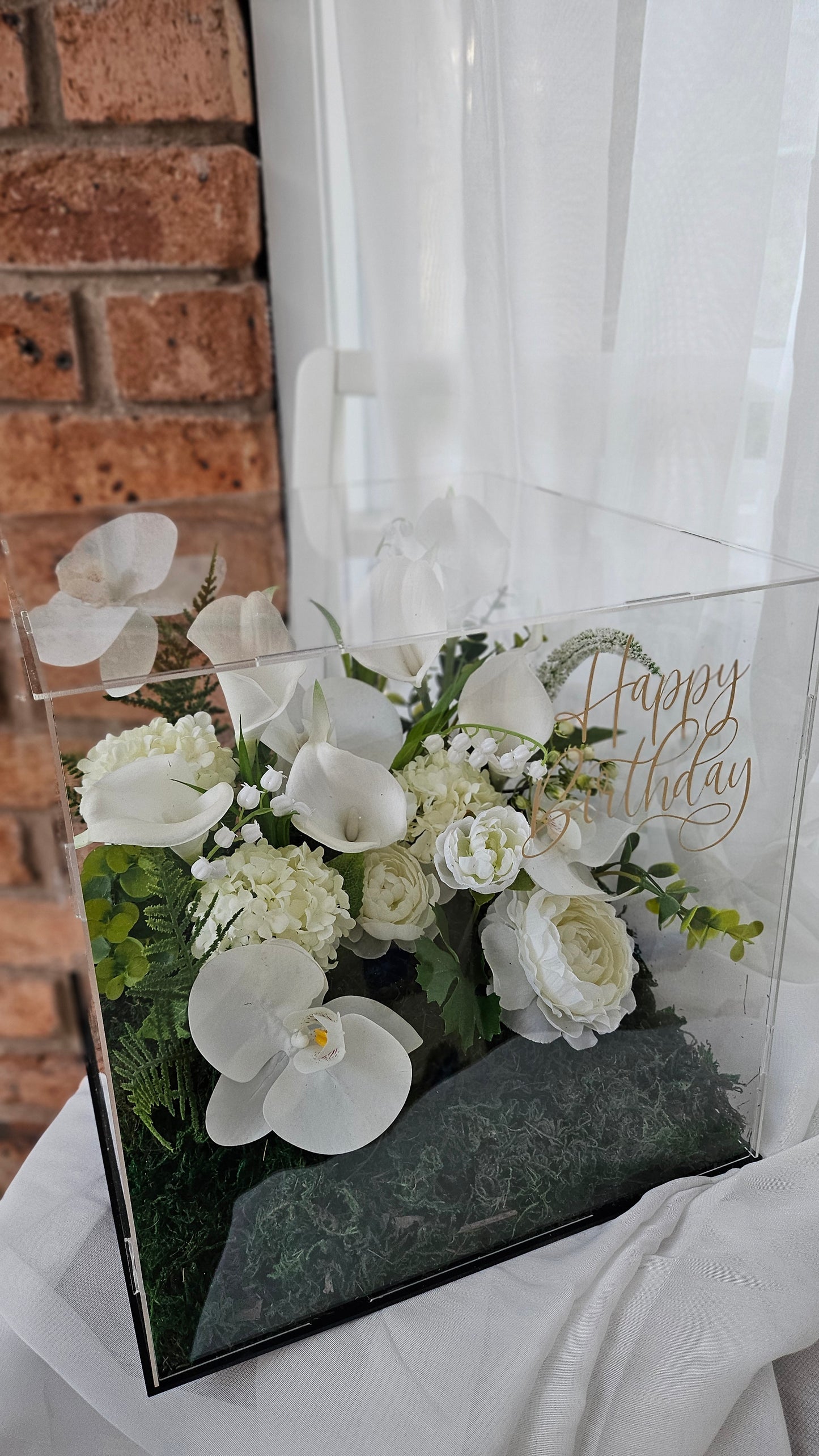 White Delights Acrylic Box Flowers