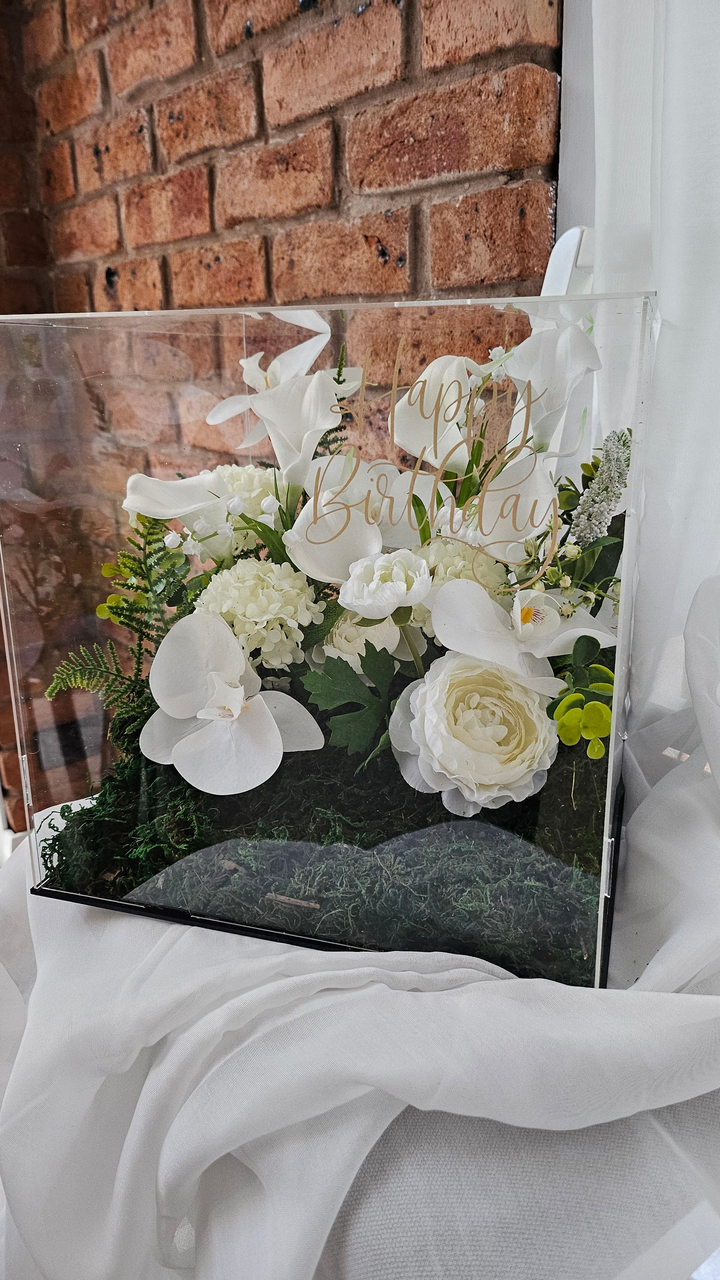 White Delights Acrylic Box Flowers