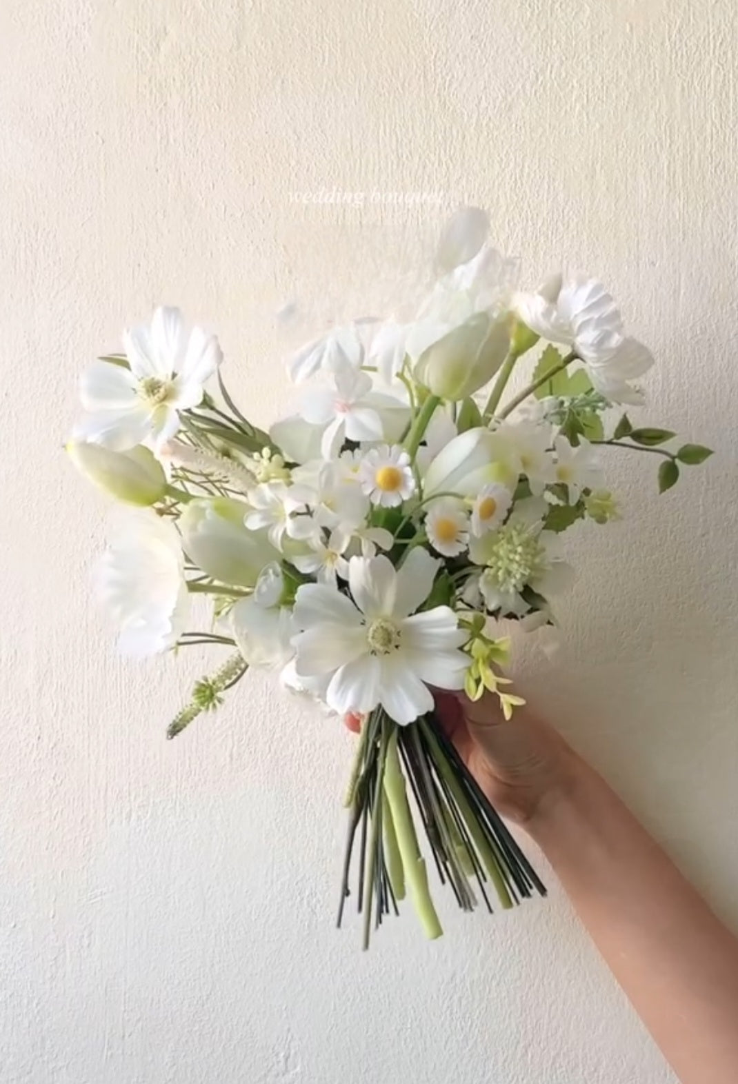 Fresh Romance White Wildflower Silk Wedding Bouquet