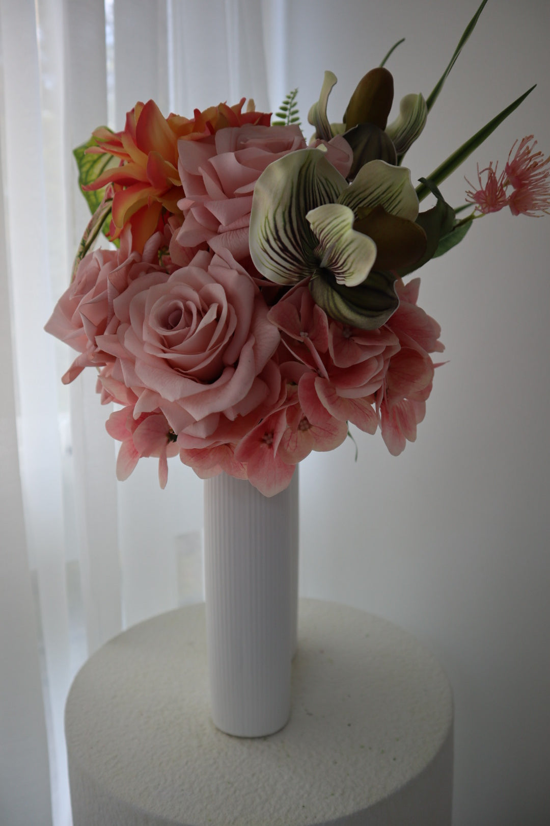 Antique Romance Real Touch Mauve Rose & Orchid Bouquet