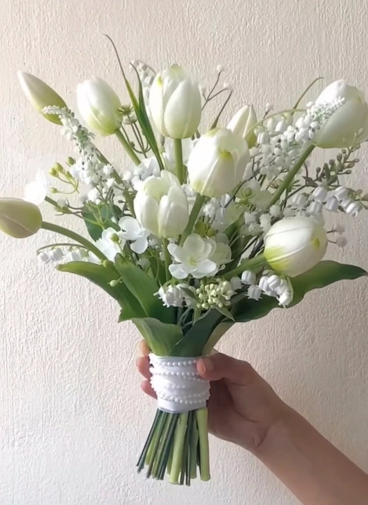 Classic Timeless Simplicity Tulip Lily of Valley Bridal Bouquet