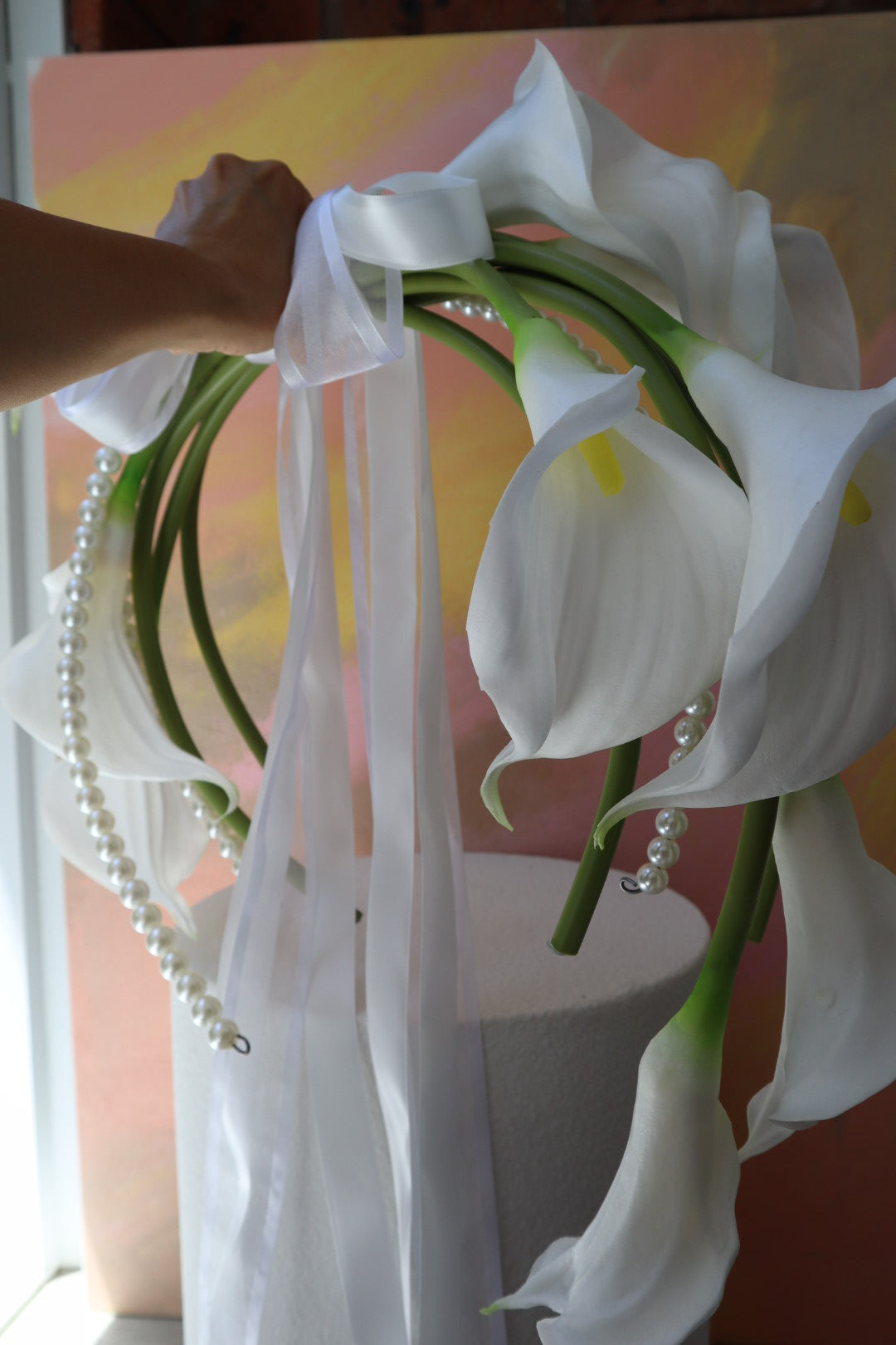 Draped Silk Calla Lily Halo