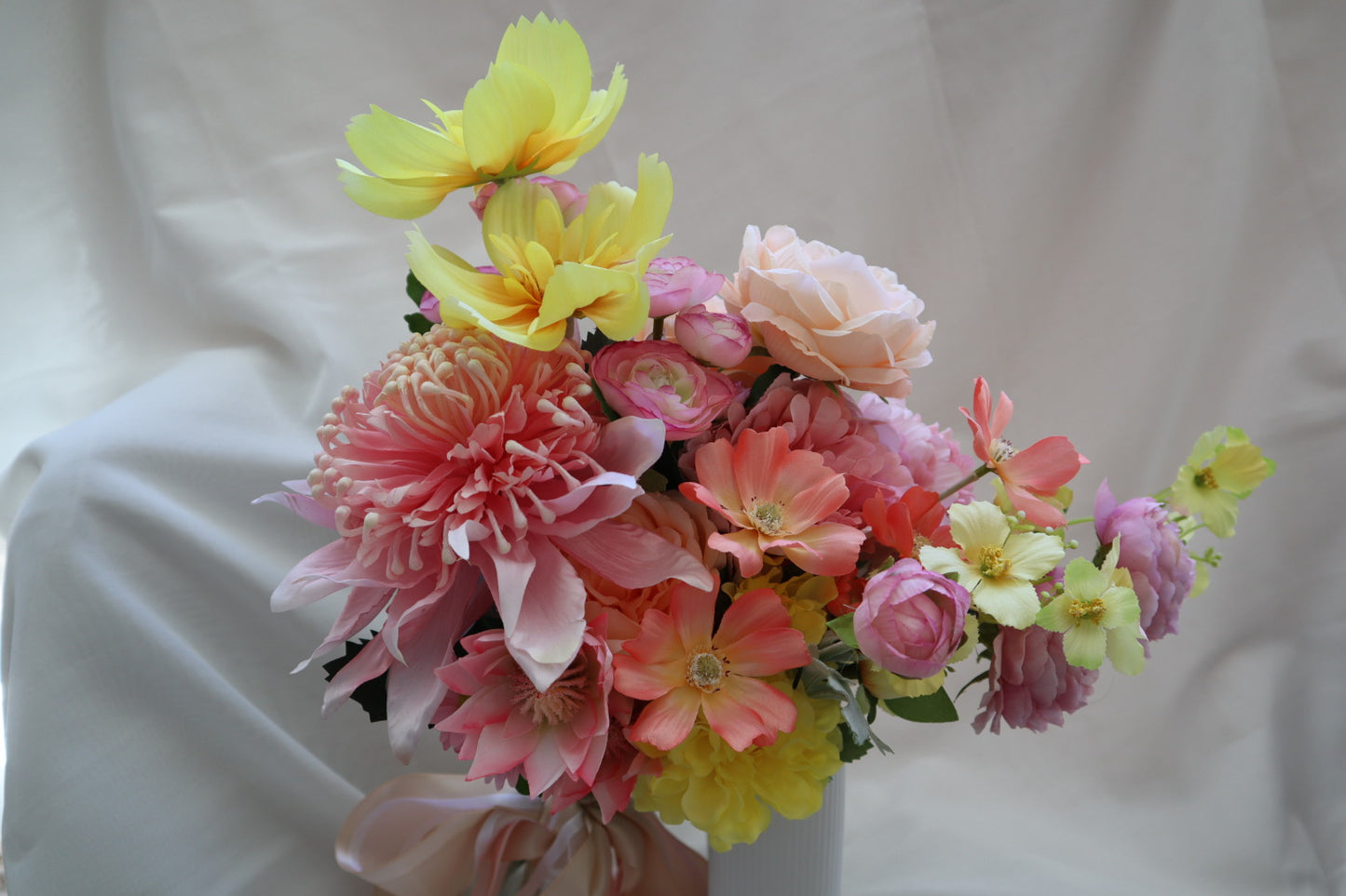 Fruity Coral Pink Silk Wedding Bouquet