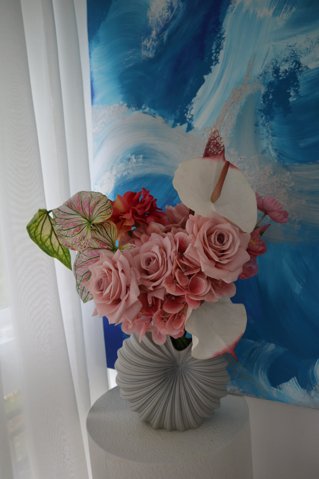 Sophisticated Mauve: Artfully Layered Silk Bridal Bouquet