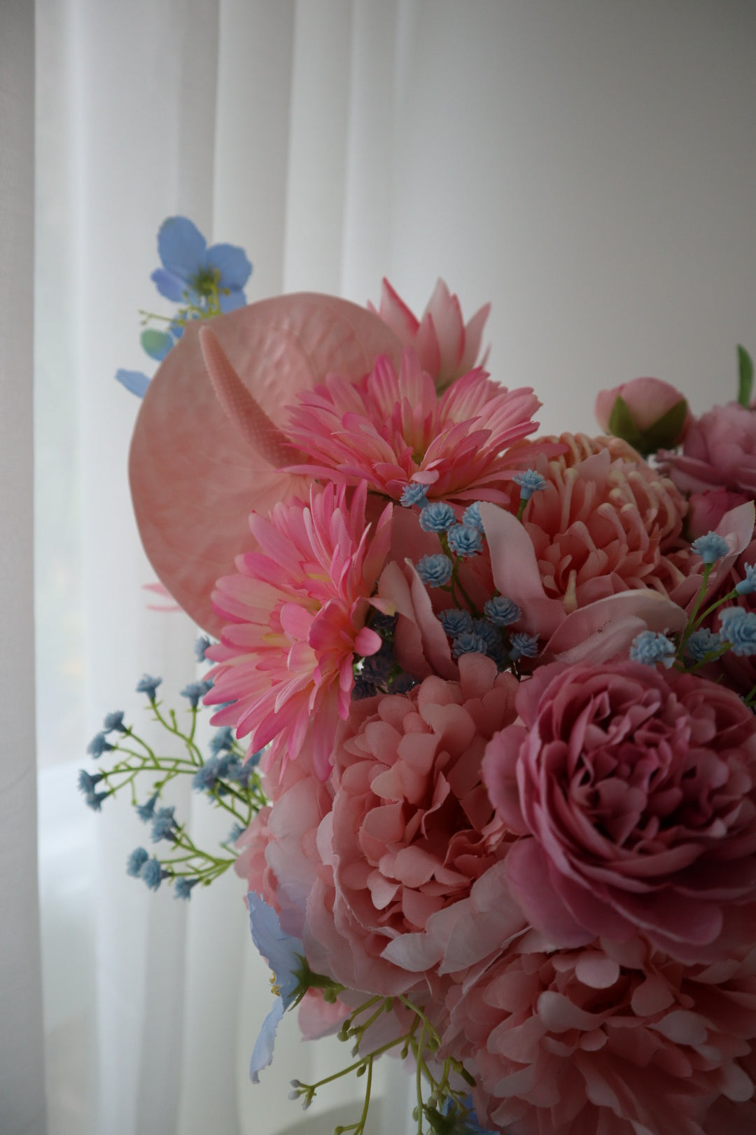 Pastel Pink Blue Serenade Silk Wedding Bouquet