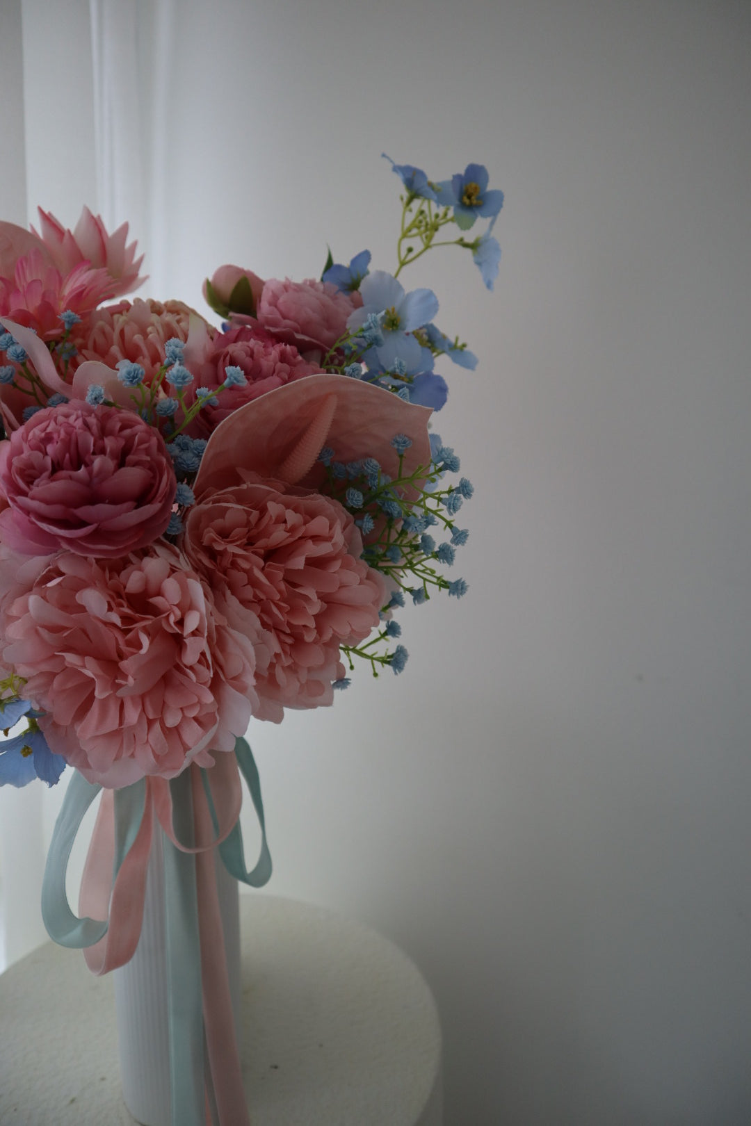 Pastel Pink Blue Serenade Silk Wedding Bouquet