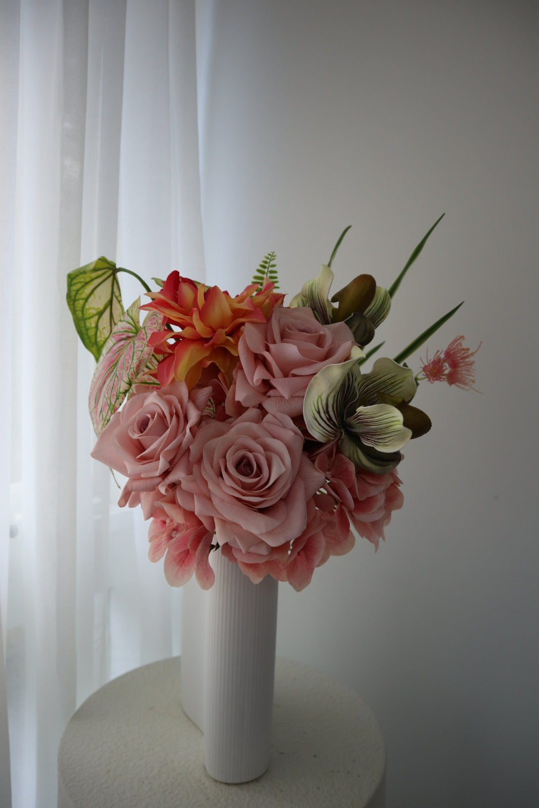 Antique Romance Real Touch Mauve Rose & Orchid Bouquet