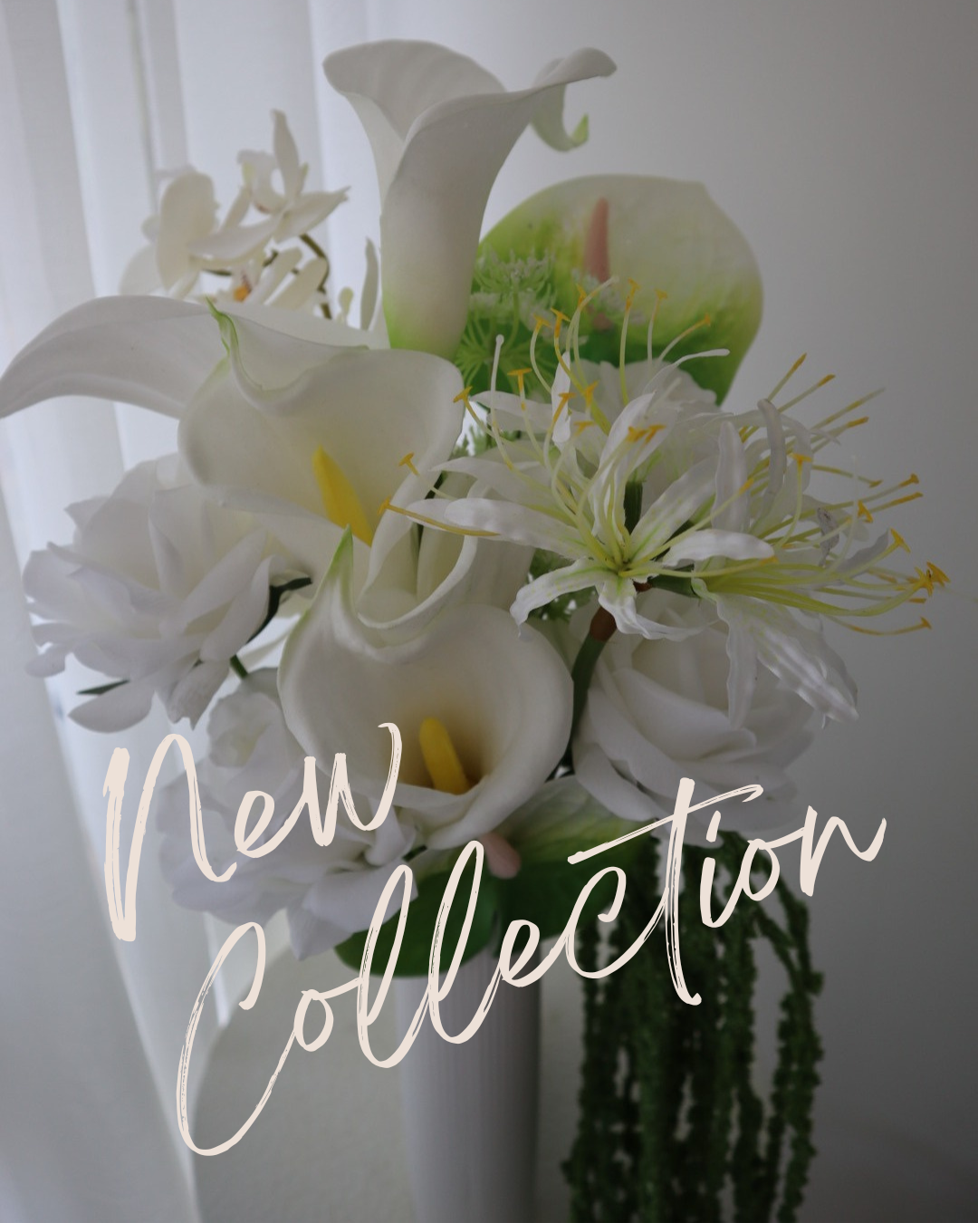 Modern White Sculptural Cascading Wedding Bouquet