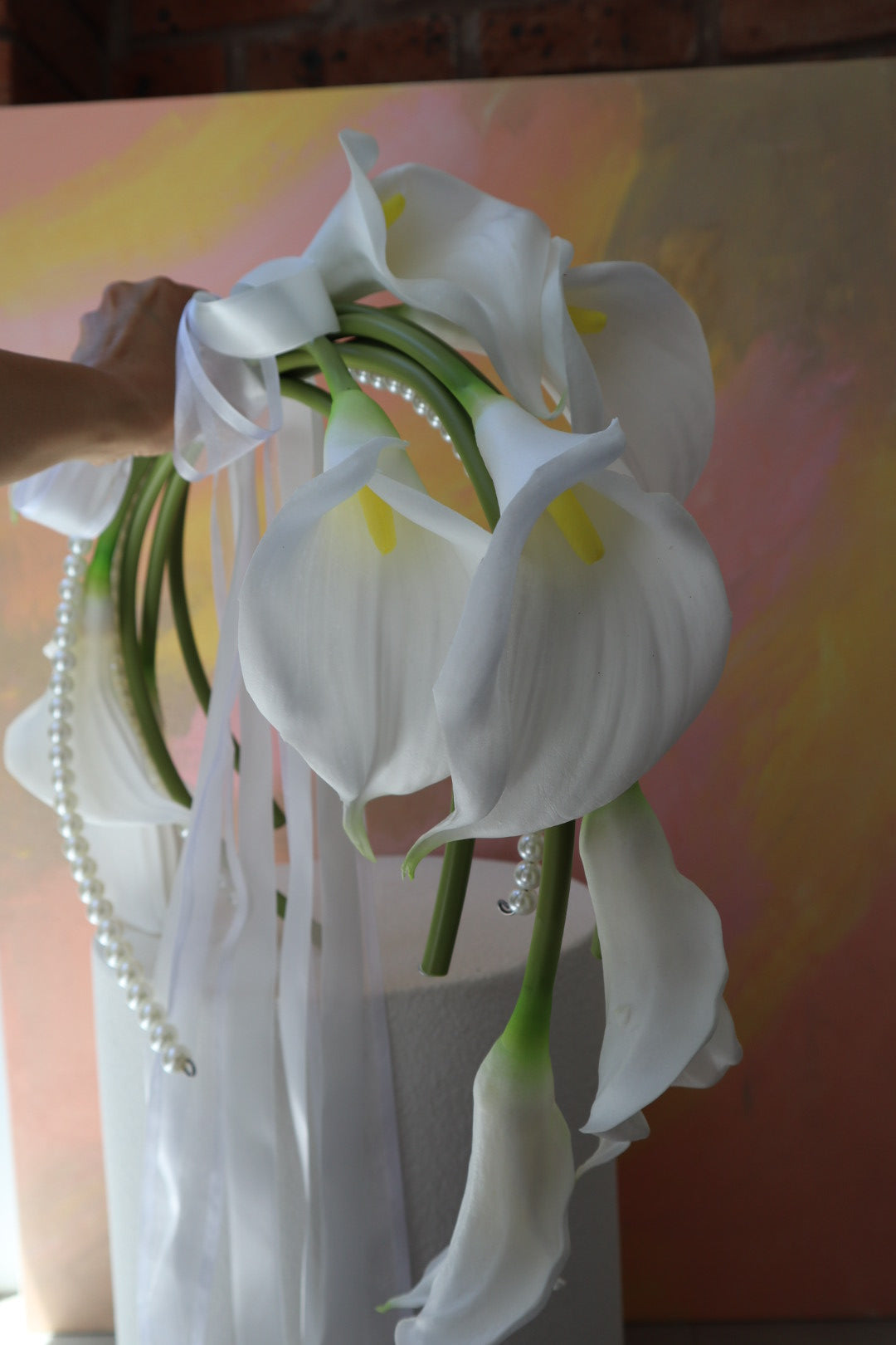 Draped Silk Calla Lily Halo