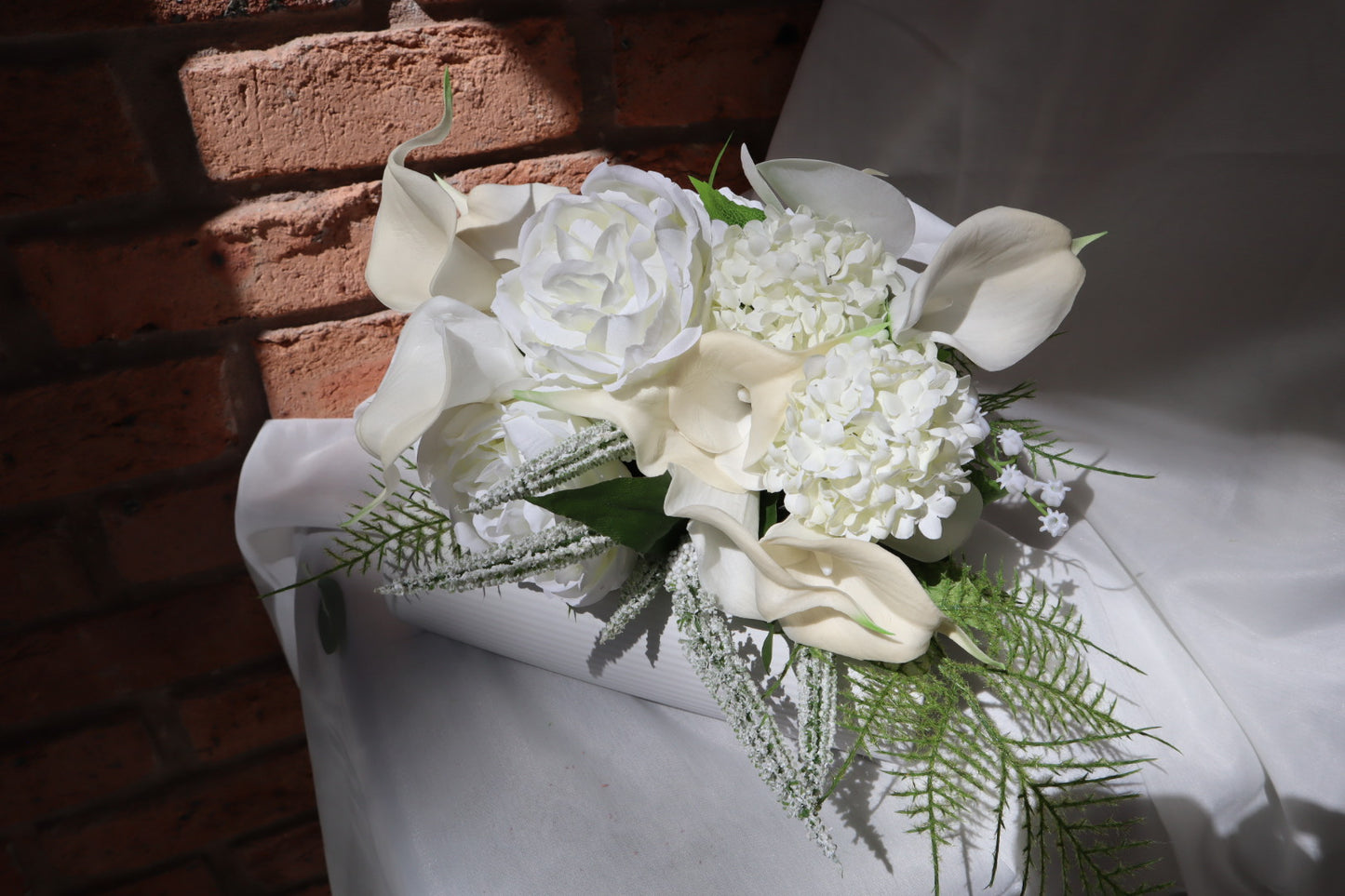 Timeless Elegance White Orchid & Lily Silk Wedding Bouquet
