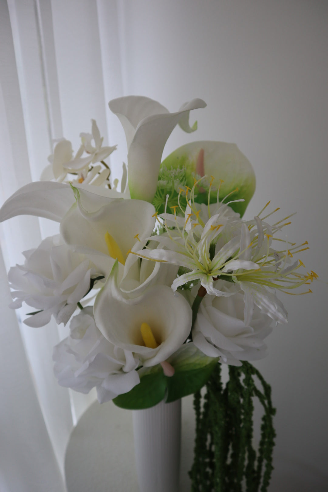 Modern White Sculptural Cascading Wedding Bouquet