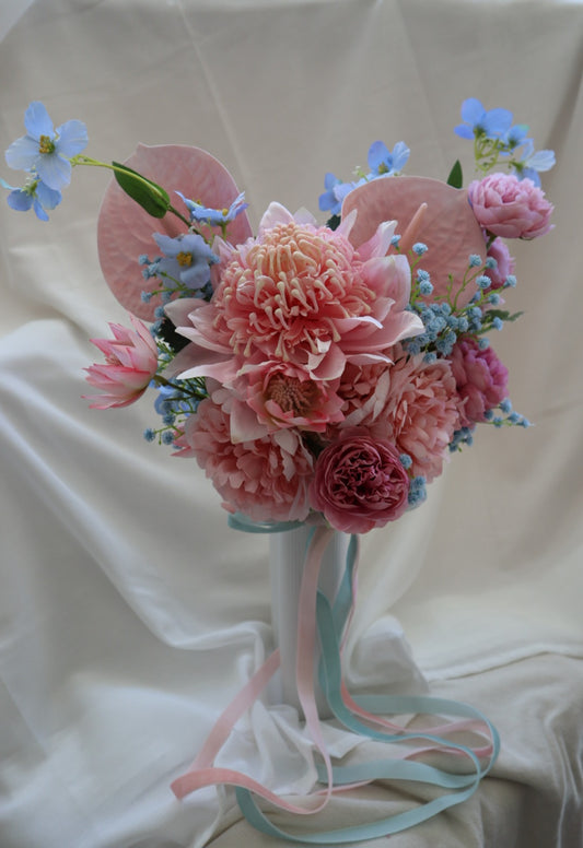 Pastel Pink Blue Serenade Silk Wedding Bouquet